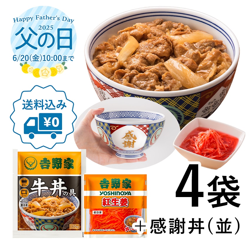 牛丼の具3袋＆紅生姜＆感謝丼(並)セット【冷凍】