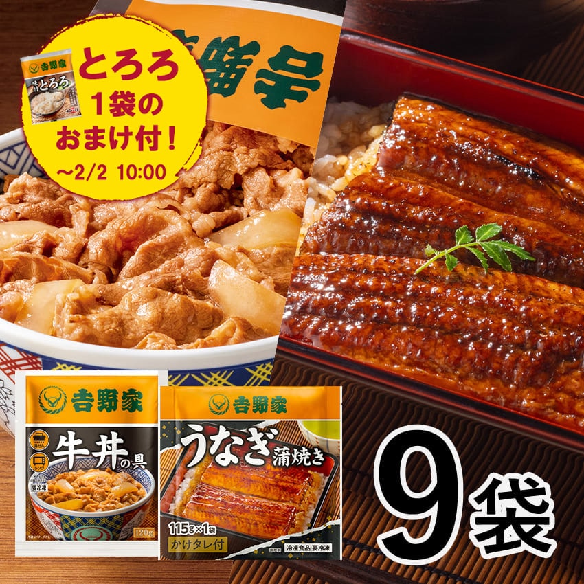 牛丼の具6袋＆うなぎ蒲焼3袋セット【冷凍】