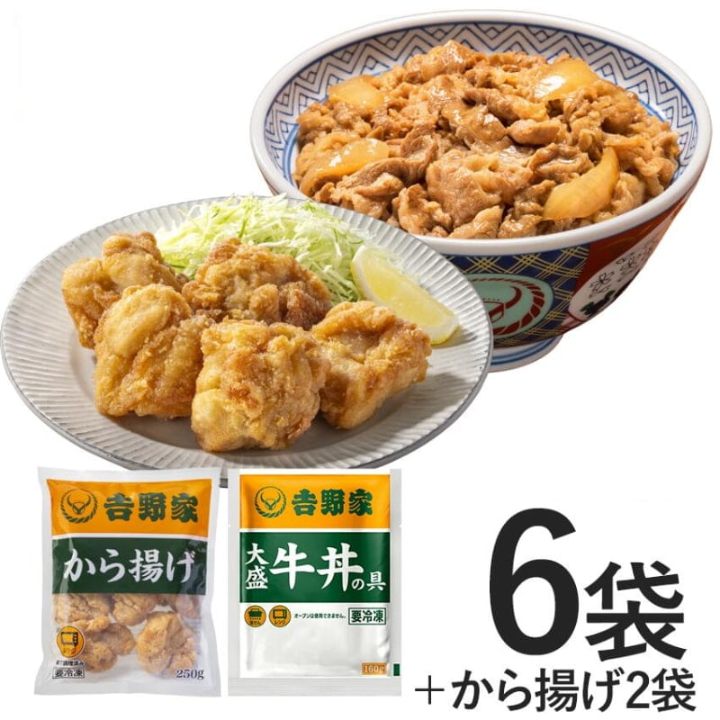 大盛牛丼6袋＋から揚げ2袋【冷凍】