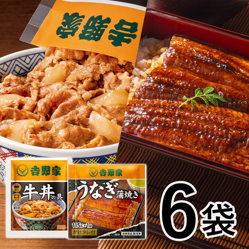 牛丼の具4袋＆うなぎ蒲焼2袋セット【冷凍】（牛丼の具4袋＆うなぎ蒲焼2袋セット）