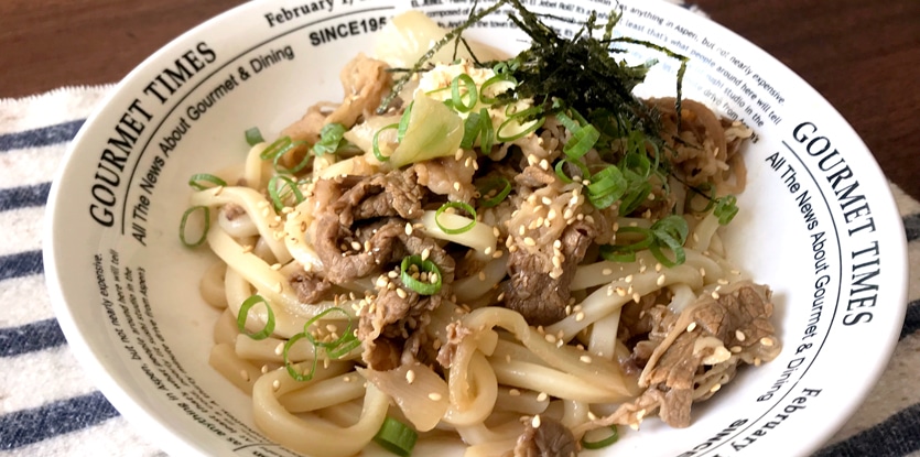 レンジで簡単！和風牛肉うどん